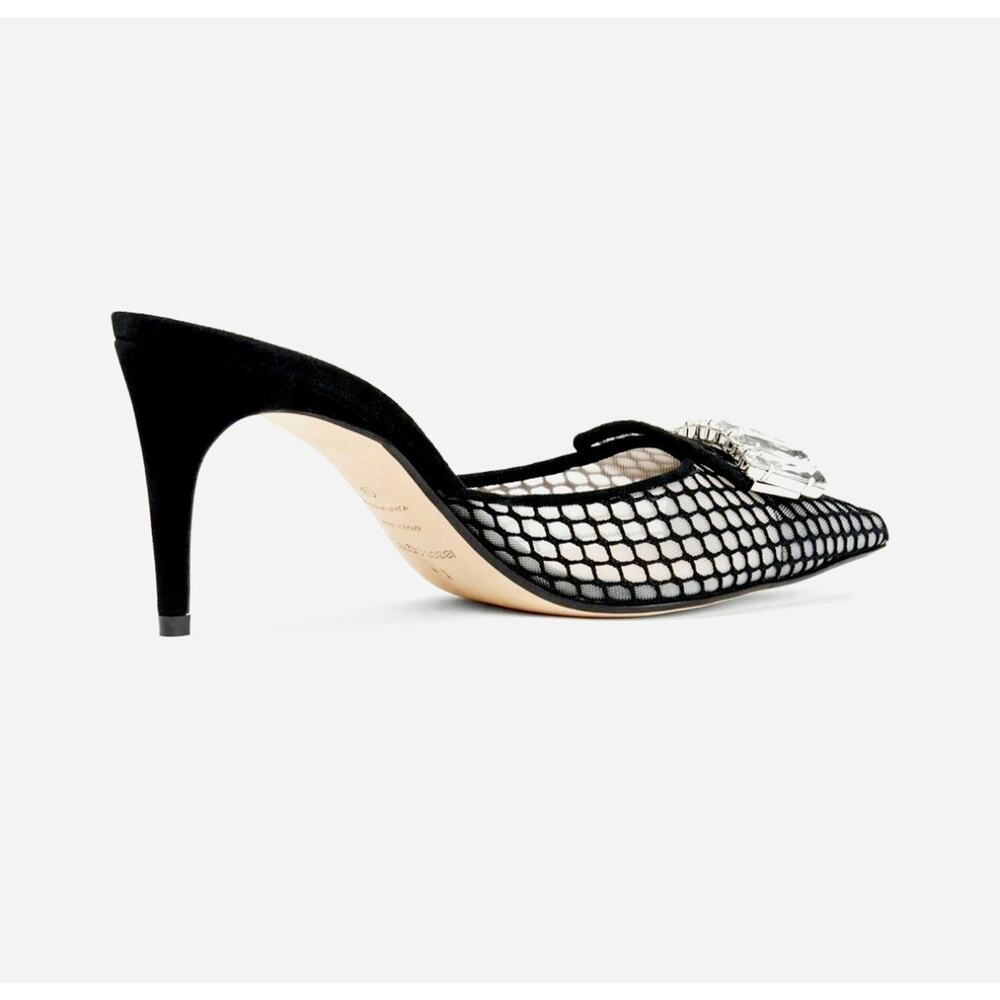 SERGIO ROSSI Mule Shoes US7 EU37 Mesh Rhinestone - Picture 3 of 7